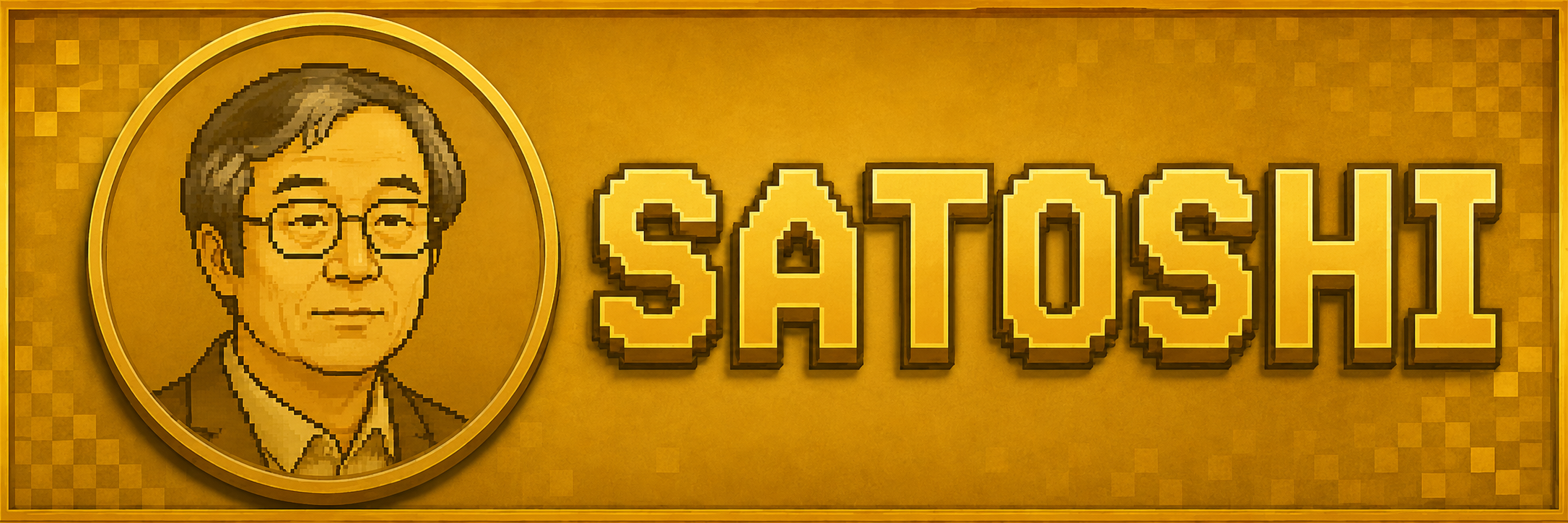 Satoshicoin — $SATOSHI retro gold banner